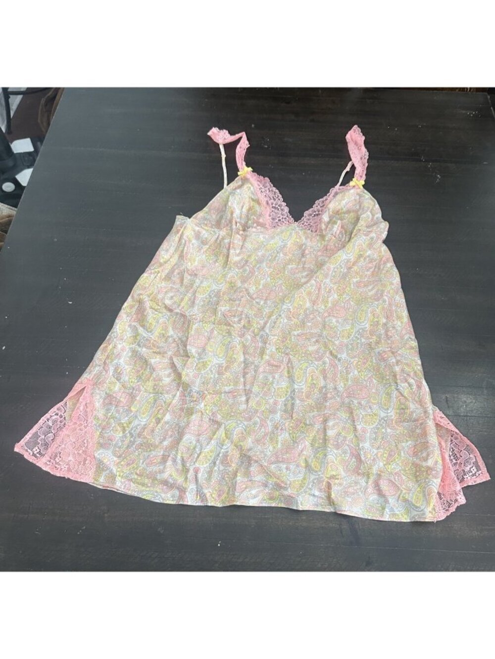 Vtg Victorias Secret Satin Nightgown Floral Chemise Large NWT